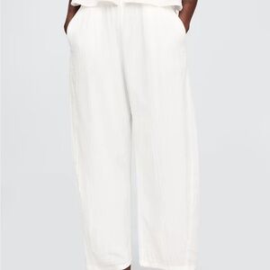 GAP cotton gauze white barrel pants